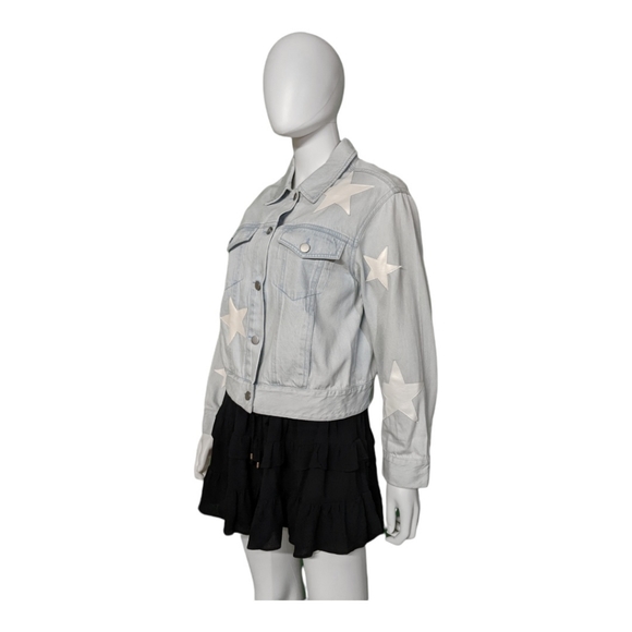 Le Lis Collection Star Patch All Around Denim Jacket Light Denim White S… - Picture 3 of 7